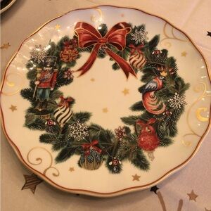 Williams Sonoma Twas the Night Before Christmas Wreath 10.75”  Dinner Plate New